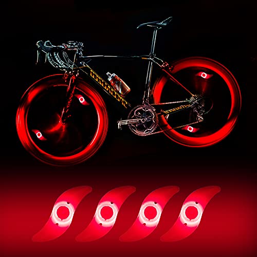 yifengshun Lot de 4 lumières de Roue de vélo Rouges imperméables Lampe LED Pneu de vélo avec 3 Modes de Clignotant pour vélo de Montagne vélo Adulte et...
