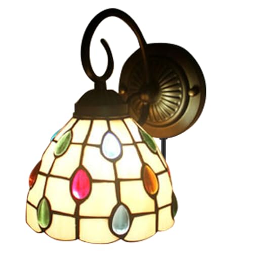 Image of Kiven Wall Lamp LED Sconces Stained Glass Corridor Light Mirror Front Lamp E26 Gallery Wall Lights Passage Hallway Light with Practical Plug, Cable and Switch