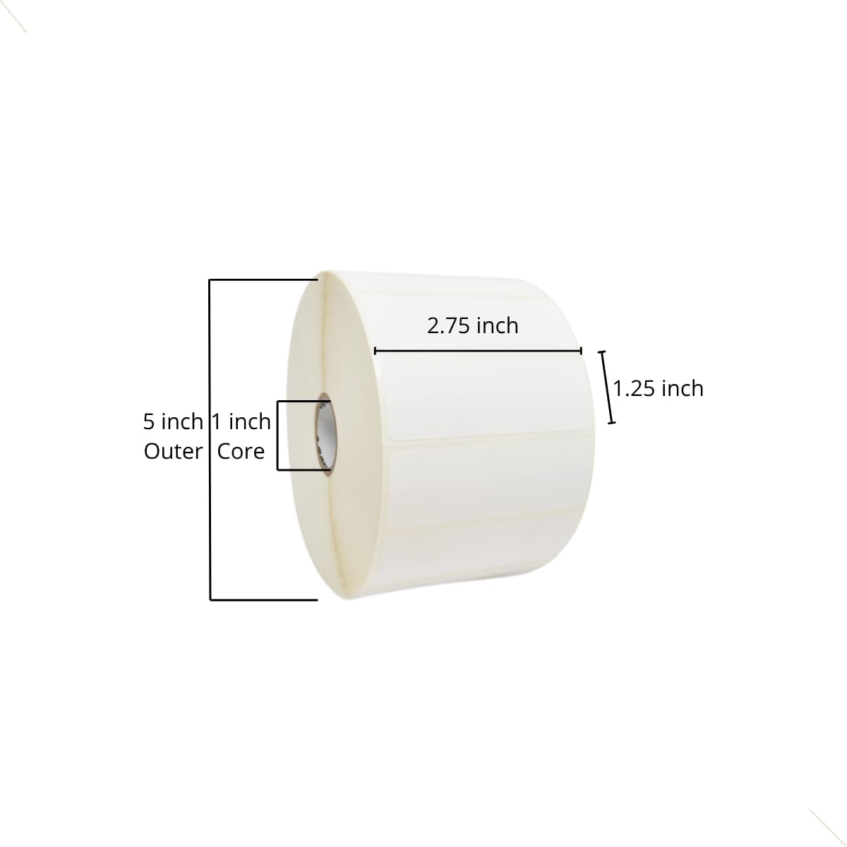 Zebra’s Thermal Transfer Label Paper 2.75" x 1.25" Z-Select 4000T 1" Core, 1850 Labels per Roll, 4 Rolls per Case, Top Coated Paper, Perforated, 5" Outer, Permanent Acrylic Adhesive, White. 83260