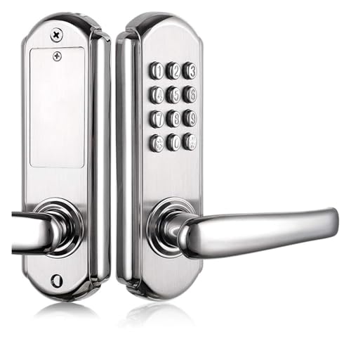 Door Handle Lock, Mechanical Digital Push Button Keyless Code Combination Lock Set Waterproof And Dustproof Security Handle Lock