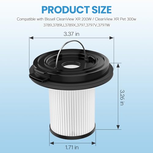Image of 4PACK Replacement Filter Compatible with Bissell CleanView XR 200W / CleanView XR Pet 300w / Powerlifter Turbo Cordless Stick Vacuum Cleaner 3789,3789U,3789X,3797,3797V,3797W, Replace #1638010