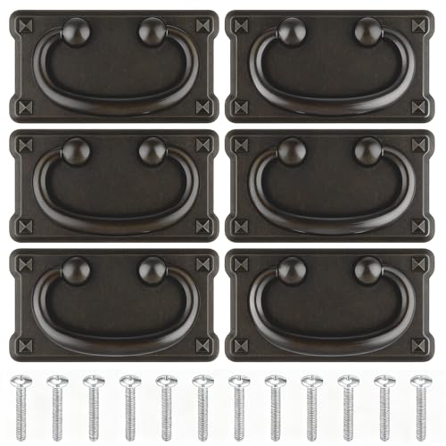WAKALALA Black Drawer Ring Pulls 3 Inch C.C. Dresser Cabinet Handles 6 Pack