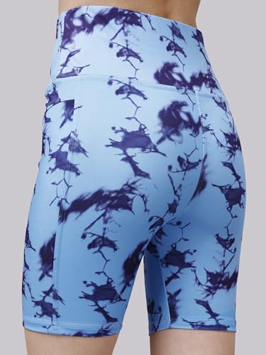 Image of Women's Polyester Stretchable Gym Shorts with Side Pockets High Waist Slim Fit Above Knee Length Activewear Tights Gym Fitness Cycling Running Yoga Shorts for Women