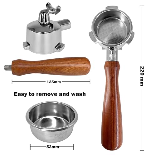 Miniatura 2 de Neouza Portafiltro De Café Espresso De 54 Mm, Compatible Con Cafetera Breville Sage 870 875 878 880, Cesta No Presurizada, Doble Boquilla 3 Orejas