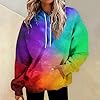 BUhuiBabubu Tie Dye Sweatshirts Hoodies for Women Uk - Ladies Rainbow Lightweight Long Sleeve Pullover Tops - Soft Comfy Fleece Hoodie for Autumn Winter Outfits,Purple,M,u63k #2