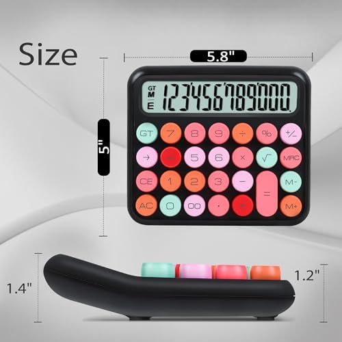 VEWINGL Mechanical Calculator 12 Digit Desk Calculator with Extra Large 5" LCD Display, Big Easy-Press Buttons, 15Β° Tilted Screen, Office & School Desktop Calculator - 5