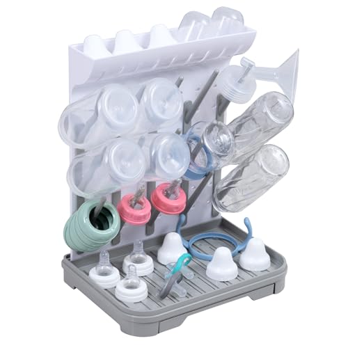 Velakade Baby Bottle Drying Rack – Large Vertical Bottle Dryer for 15 Bottles, Space-Saving Countertop Rack for Baby Bottles & Accessories, Compact Holder for Newborn Essentials
