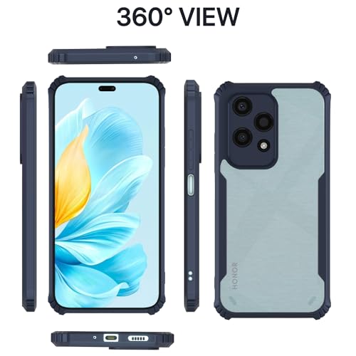 Image of Outlouders Back Cover for Honor 200 Lite 5G | Ultra Hybrid Transparent | Full Camera Protection | Raised Edge | Crystal Clear Bumper Case (Blue)