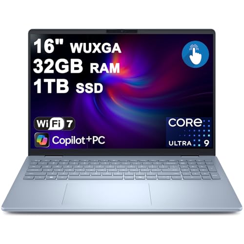 Dell 16 Plus Laptop 16" WUXGA Touchscreen Intel 8-core Ultra 9 288V (Up to 48 Tops) 32GB RAM 1TB SSD Backlit Fingerprint Wi-Fi7 for Creator Designer Business Professional Win11