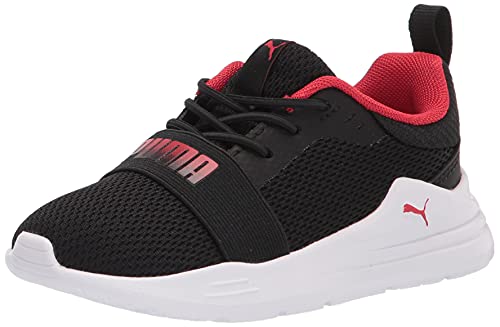 Image of Puma Unisex Children's Puma Wired Run PS Running Shoes, Puma Black High Risk Red, 4 Toddler