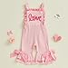 SOLILOQUY Toddler Baby Girls Valentine's Day Jumpsuits Cute Letters Embroidery Sleeveless Striped Bell Bottom Overalls Pants (Pink, 2-3T)