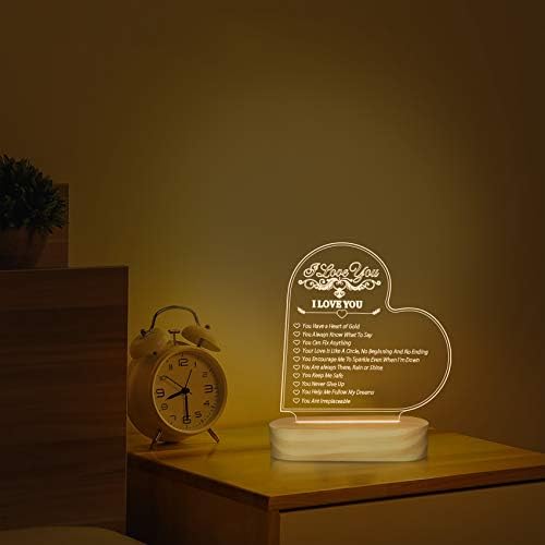 N / A I Love You 3D Illusion Lamp LED Night Light for Girl Wife Holiday Romantic Meaningful Gift,Warm White Colors Decor Lighting
