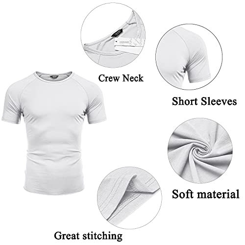 Coofandy Men's 3 Pack Workout T Shirts Short Sleeve Gym Bodybuilding Muscle Shirts Base Layer Fitness Tee Tops (Black/White/Dark Grey, Medium) #TOP5