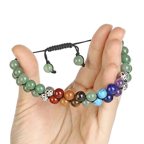 Image of Top Plaza Bead Chakra Bracelet 7 Chakras Healing Crystals Bracelet Yoga Stone Beads Bracelets Meditation Relax Anxiety Bangle for Womens Mens