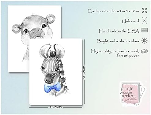 Miniatura 2 de Safari Animals Wall Art Prints - Boy Nursery Decor - Set of 4-8x10 - Unframed - Watercolor