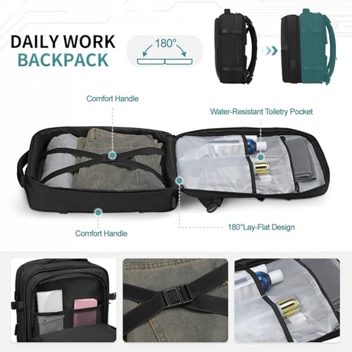 Mochila de viaje 2 en 1 para hombre con laptop 16" negra miniatura 6