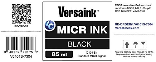 Sensational Savings VersaInk-Nano Black MICR Ink -85ml – Magnetic Ink for Check Printers and All-in-One Inkjets - Standard MICR Signal, V0101S-7304 - Image 2
