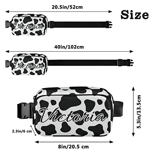 Custom Black White Cow Fanny Packs For Women Men Personalized Belt Bag With Adjustable Strap Customized Fashion Waist Packs Crossbody Bag Waist Pouch For Casual Workout #TOP2