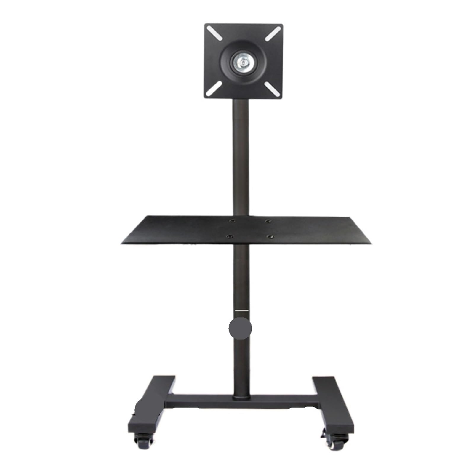 IKPGBZXM Monitor floor stand with horizontal and vertical screen rotation and wheels(Short keyboard holder)
