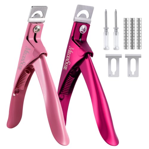 Image of MelodySusie 2Pcs Acrylic Nail Clippers with Magnet Sizers, Plum & Drak Pink