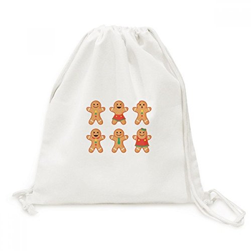 Sac à dos cordon pain d'épice de Noël en toile pour voyage et sac de sport léger