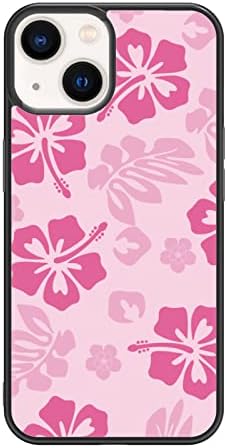 FANXI Pink Hibiscus Phone Case Compatible with iPhone 13 6.1 Inch - Shockproof Protective TPU Cute Flower Printed iPhone Case Designed for iPhone 13 Case for Men Girls Women
