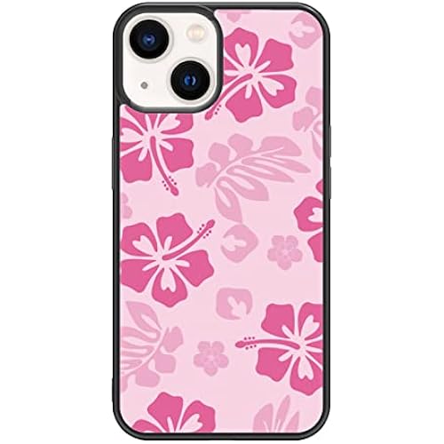 FANXI Pink Hibiscus Phone Case Compatible with iPhone 13 6.1 Inch - Shockproof Protective TPU Cute Flower Printed iPhone Case Designed for iPhone 13 Case for Men Girls Women