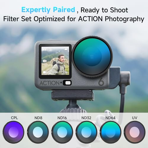 Moman ND PL Filter Set Compatible with DJI Osmo Action 6 Action 5 Pro Action 4, 6 Pack CPL ND8 ND16 ND32 ND64 UV Screw-On Polarizing Neutral Density Filters, Schott Glass, Multi-Coated for Vlogging by Moman - Image 2