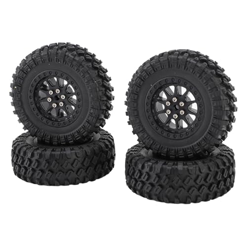 Alomejor RC-Autorreifen Fernbedienungsauto-Reifen Gummi-Offroad-Reifen 4pcs mit Verbesserter Traktion für MN82 LC79 RC-LKWs und Crawlers (Black)