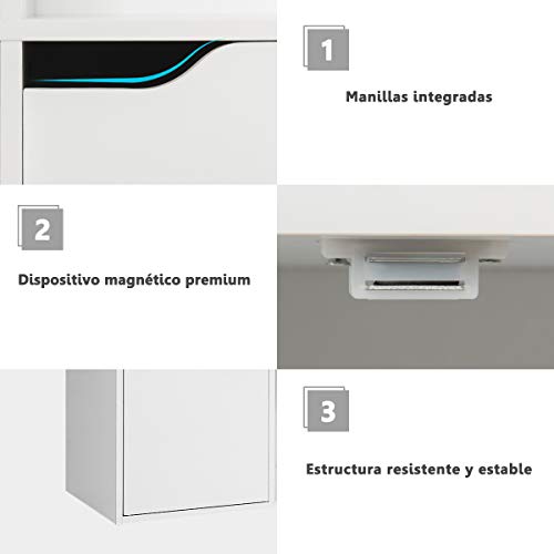 COSTWAY Librería con 9 Compartimentos Estantería Librería con Estante para Archivos Libro Plantas Almacenamiento para Hogar Oficina Salón (Blanco) - imagen 7