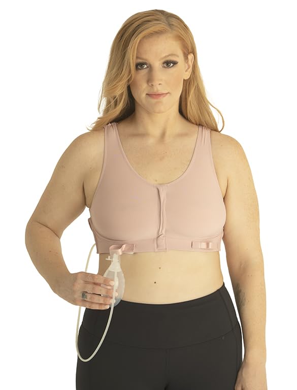 MediChoice Wireless Amy Surgical Bra, Front Closure Mastectomy Support Bra with Seamless Cups Removable Drain Bulb Holders