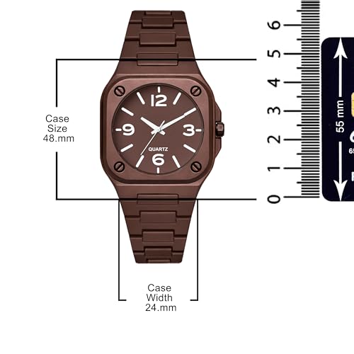 Image of Acnos Men's Premium Fiber Quartz Analog Watch - Luxury Square Dial Casual & Business Wrist Watch for Men