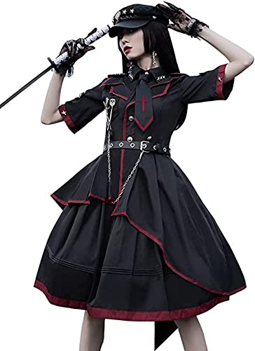 コスプレ 軍服 ミリタリー ゴスロリスタイル ドレス 黒 赤 ブラック Mサイズ Amazon.co.jp: [hurtbasuketto] ミリタリーロリータ 軍服 長袖