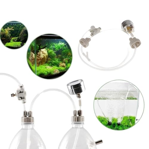 Image of VAYINATO DIY CO2 Generator System Kit, DIY CO2 Aquarium Regulators, CO2 Accessories with Tube Valve Gauge Bottle Cap Kit for Aquarium Moss Plant (Baking soda+Citric Acid - Not Included)