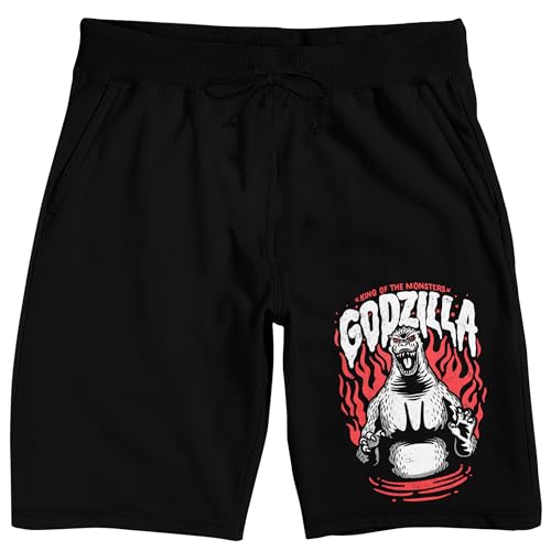 Godzilla Classic Flames Men's Black Sleep Pajama Shorts