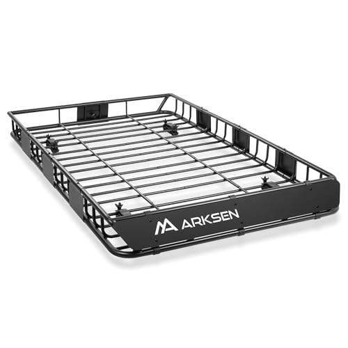 ARKSEN 64" x 39" x 5" Roof Rack Cargo Basket with Extension, Heavy Duty Steel Rooftop Cargo Carrier, 150 lbs Capacity, Universal Fit for SUV, Truck, RV, Pickup