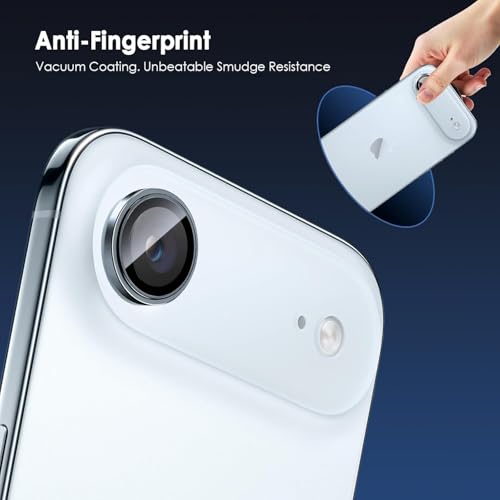 Image of Skinomi Camera Lens Protector Compatible with iPhone 17 Air, [Anti-Scratch] Premium Tempered Glass Film Aluminum Alloy Lens Ring Cover-Blue Titanium