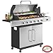 Outsunny Gasgrill 18,6 KW 6+1 Brenner BBQ Grillwagen aus Edelstahl inkl Rolle Seitenbrenner Thermometer Gusseisen-Grillrost Warmhalterost Seitentisch Unterschrank Gas-Grill für Balkon BBQ Party