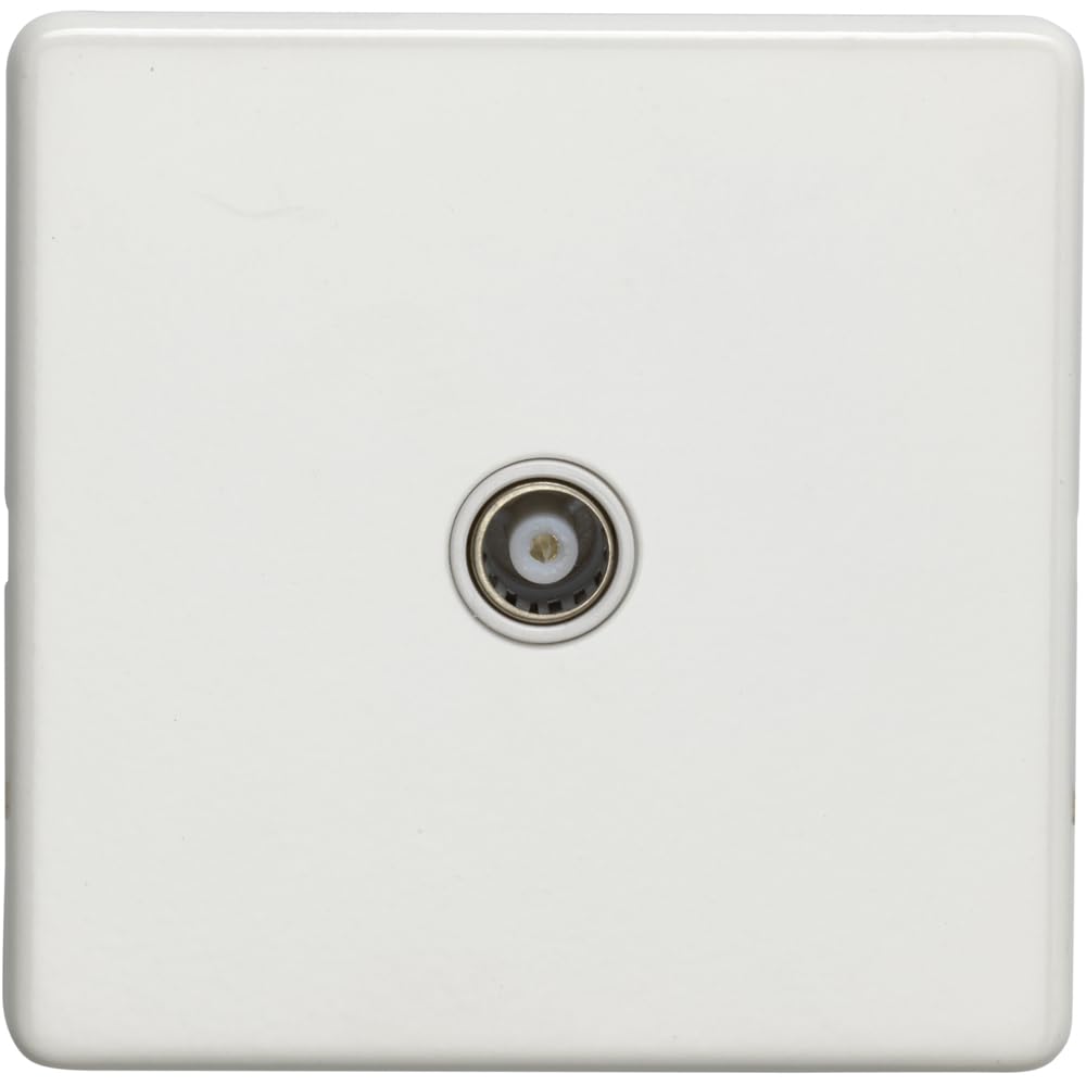 1 Gang Single Tv Coaxial Aerial Socket Screwless Matt White Female Wall Plate 5056581972637