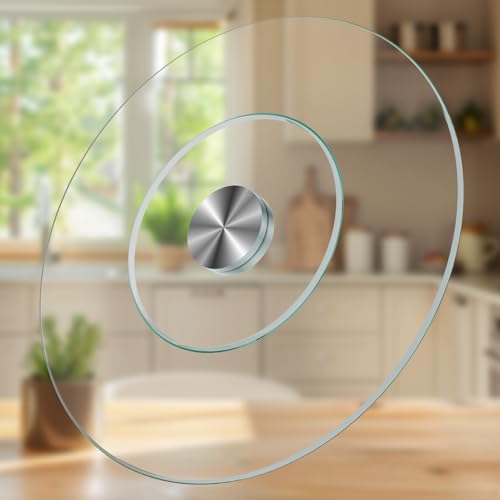 27'' Glass Lazy Susan Turntable Dining Table, 360 ° Round Dinner ...