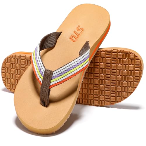Image of STQ Womens Arch Support Flip Flops Thong Sandals | Yoga Mat Sole,Quick Dry ,Beach Shower Pool Vacation