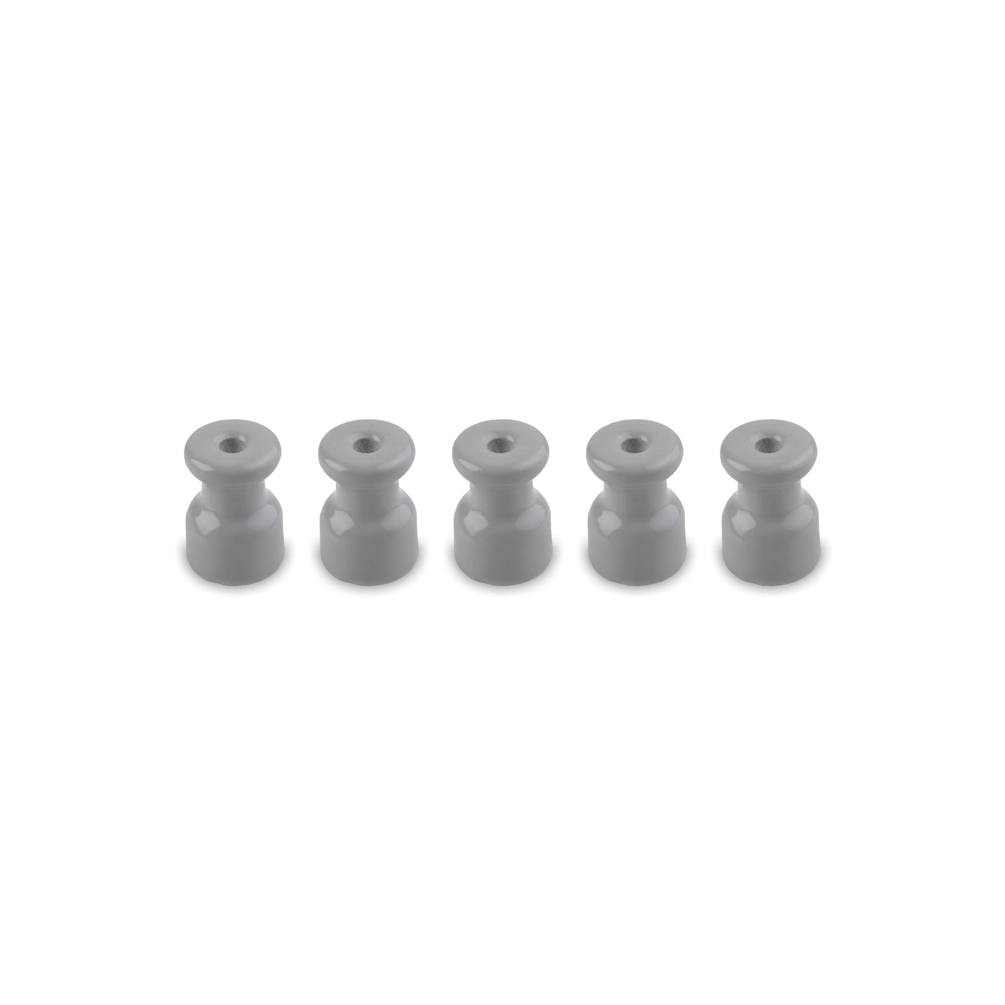 Amarcords - Cable clamp with screws and plugs. 5 vintage colored porcelain insulators for color wall braid cable installations GREY