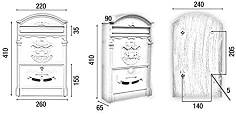 HBJWOV Elegant Wall Mounted Mail Box with Retrieval Door, Keys and Bolts