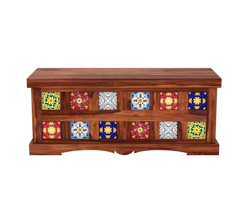 Image of The Attic Jaipur Storage Box, Multipurpose Cabinet for Living Room & Bed room Storage, Solid Wood Classy storage, Honey Matte Finish
