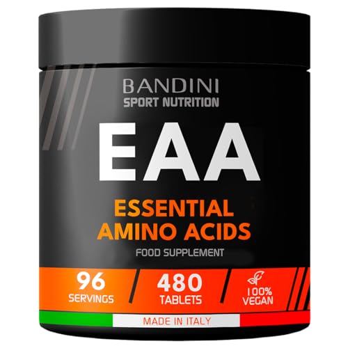 Bandini® EAA Essential Amino Acids | 480 TABLETS for 96 Days Supply | With all 9 EAAs Intra Pre and Post Workout | Muscle fuel, Muscle Growth and Recovery | NO Additives, Vegan friendly and sugar-free