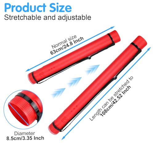 Miniatura 2 de Tissting Tubo Para Carteles Tubo De Dibujo Tubo Para Almacenamiento De Documentos Para Carteles Material De Pe Tubo De Transporte Para Transporte De Planos Engrosado Extensible De 25 A 42 Rojo