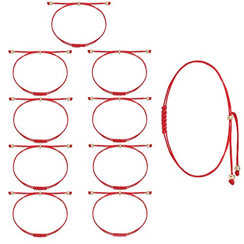 Shonyin 7 Knots Red String Bracelet Good Luck Protection Gift Kabbalah Thread Handmade String Bracelets for Women Men Family, One Size, synthetic-fiber, Agate