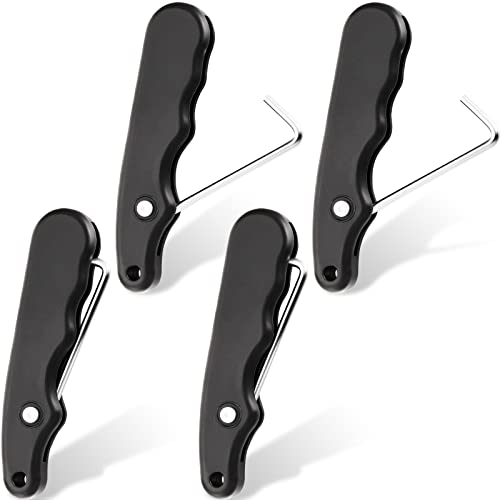 MTLEE Lace Tightener 4 Pieces Folding Shoe Lace Puller Stainless Hockey Lace Tightening Tool Portable Lace Tightener Puller Tool Black Skate Lace Tightener for Ice Skates Figure Skates Boots Shoes