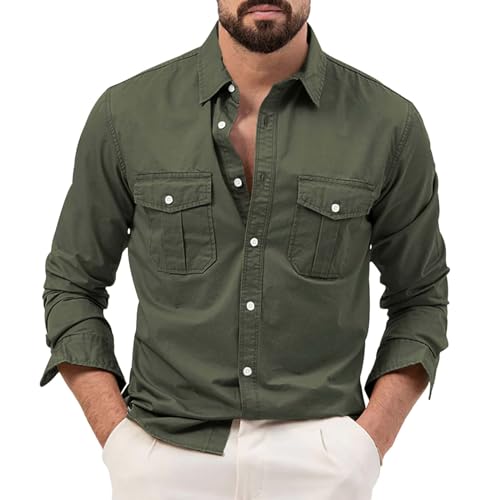 Mens-Long-Sleeved-Shirts-Button-Down-Golf-Shirts-Lightweight-Office-Shirts-Casual-V-Neck-Mens-Polo-Shirts