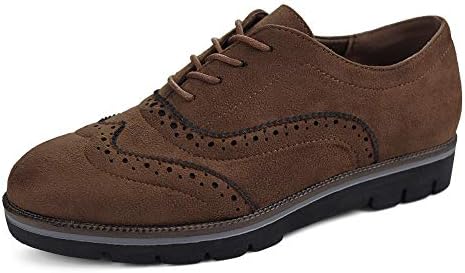 JABASIC Women Lace Up Oxford Shoes Wingtip Brogue Walking Shoes(6,Brown)